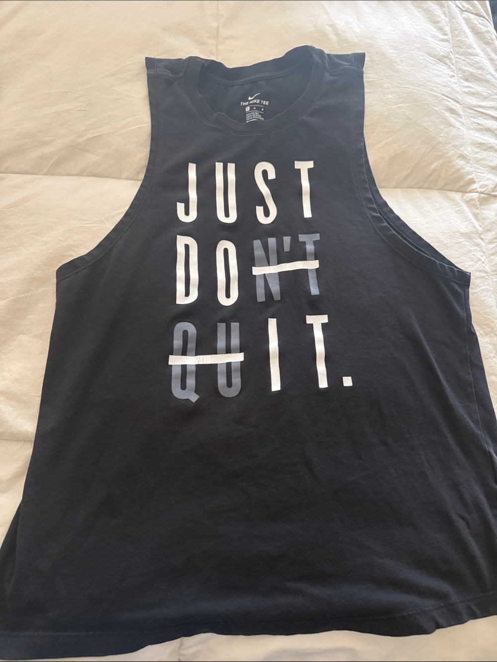 Nike Black Graphic Tank Top with White & Gray Text